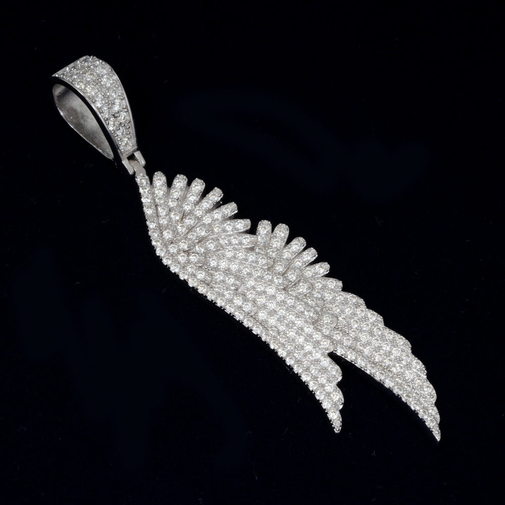 GL Angel Wing Iced Out S925 Silver Moissanite Pendant