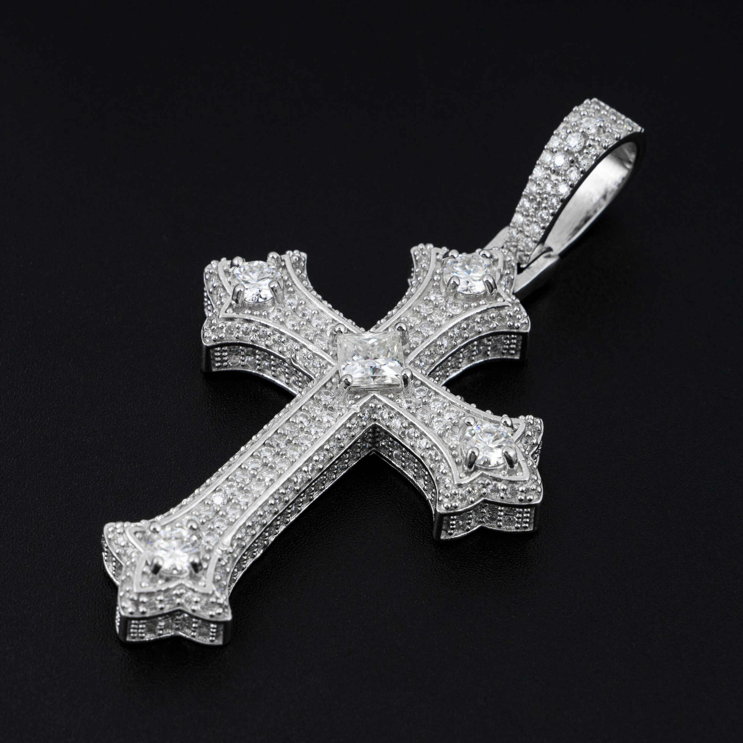 【US 3 Days Delivery】GL Iced Out Hip Hop Rapper Jewelry VVS Diamond Moissanite Cross Pendant