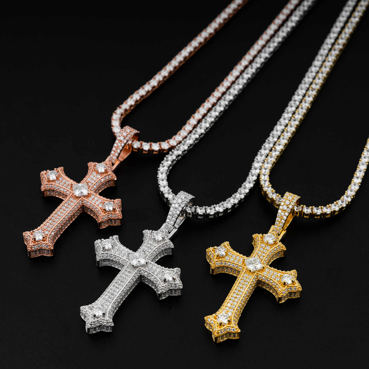 【US 3 Days Delivery】GL Iced Out Hip Hop Rapper Jewelry VVS Diamond Moissanite Cross Pendant