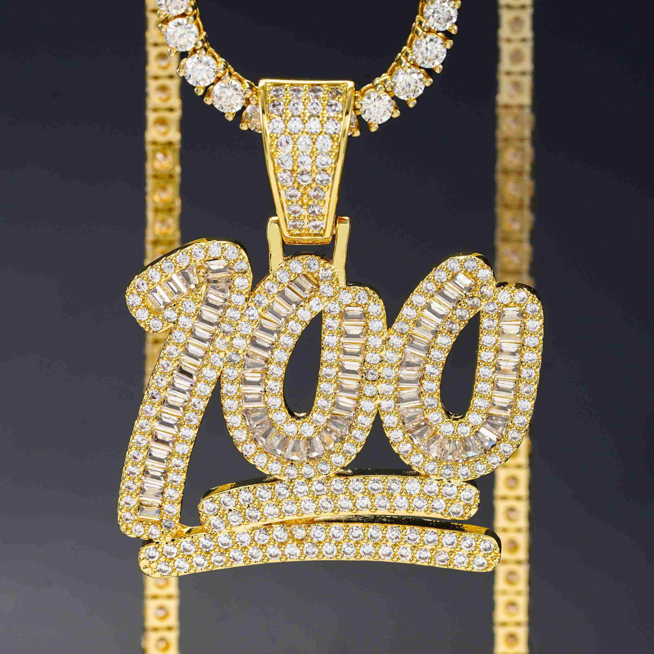 GL Ice Out Moissanite Pendant Letters 100 With Free Chain