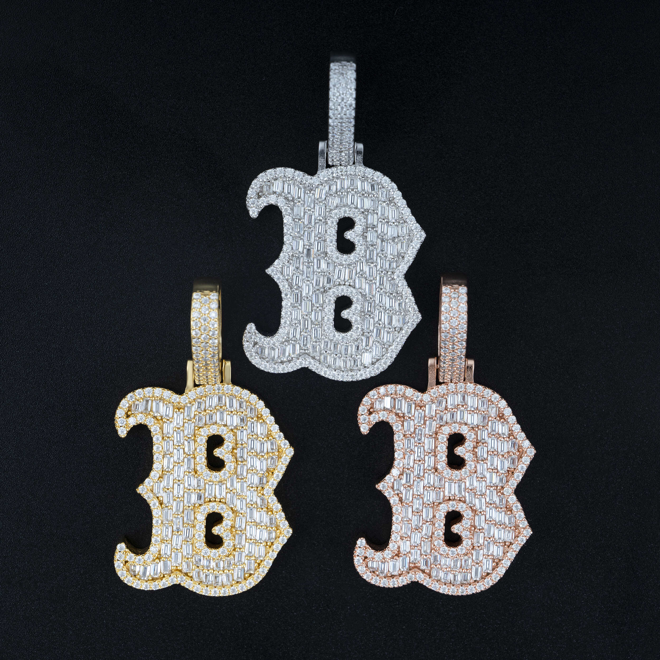 GL Iced Out Silver VVS Moissanite Hip Hop Individual Letter "K B J" Pendant
