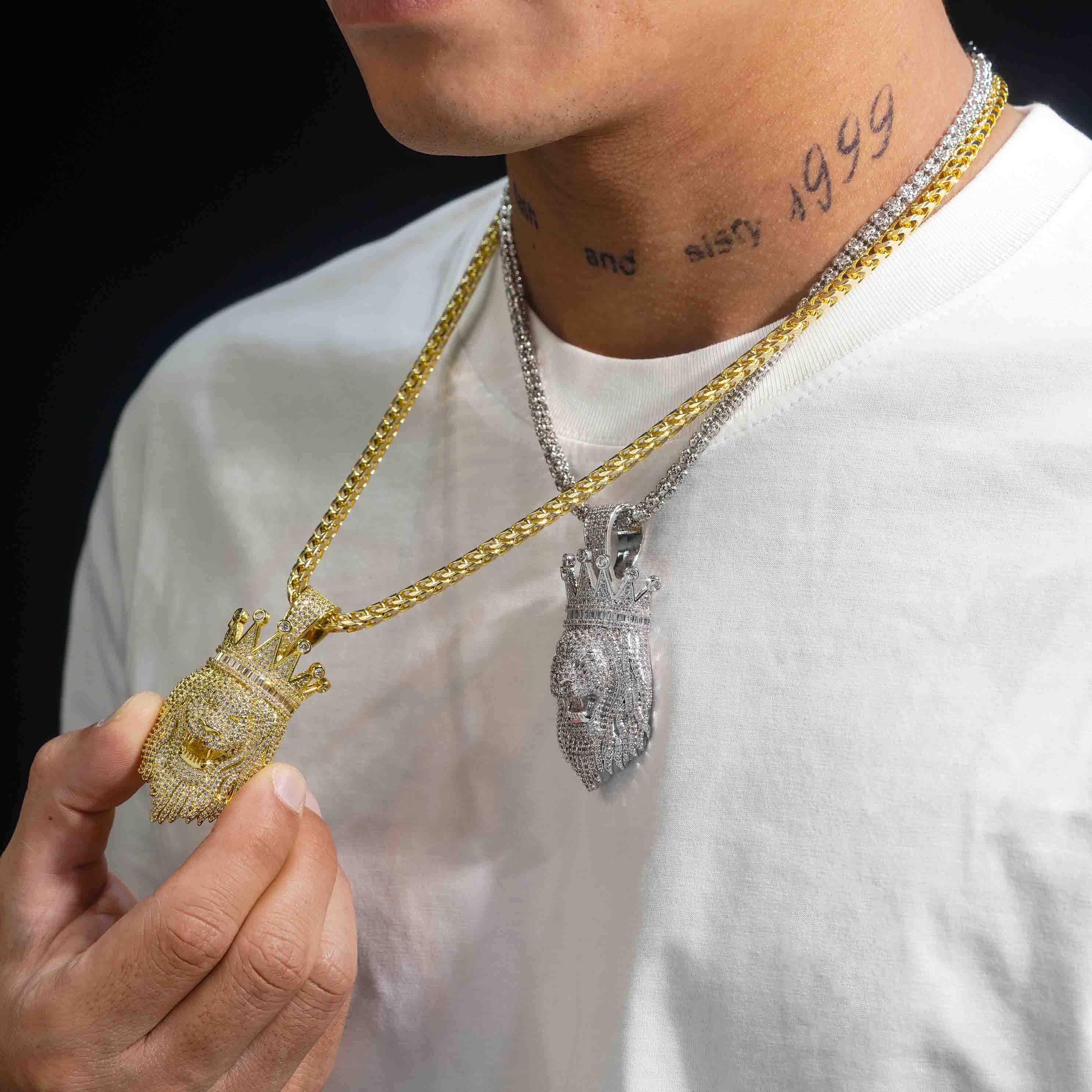 GL Rapper Rock Moissanite Silver custom lion head pendant