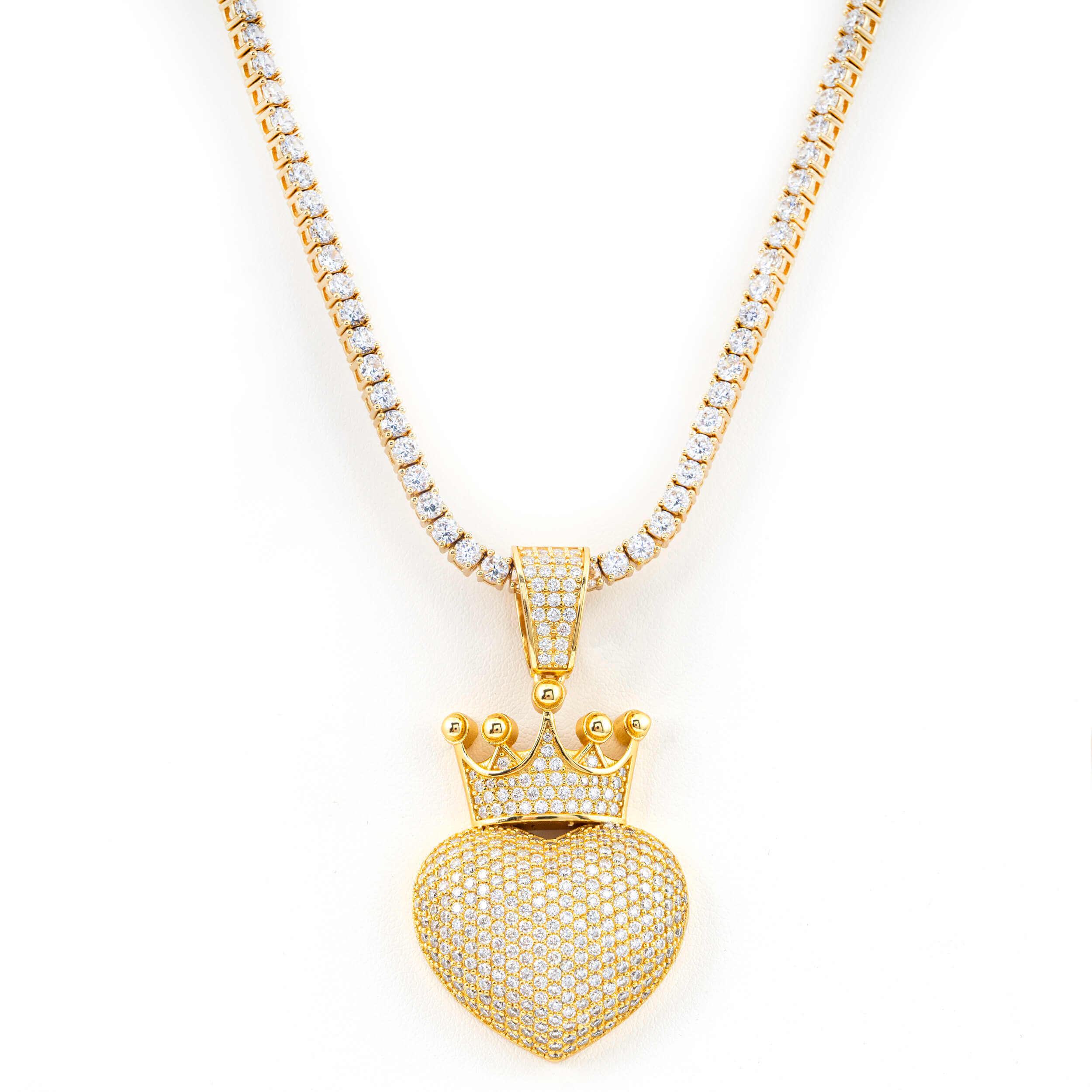GL Cute Gold Paw Heart Custom Diamond Pendant