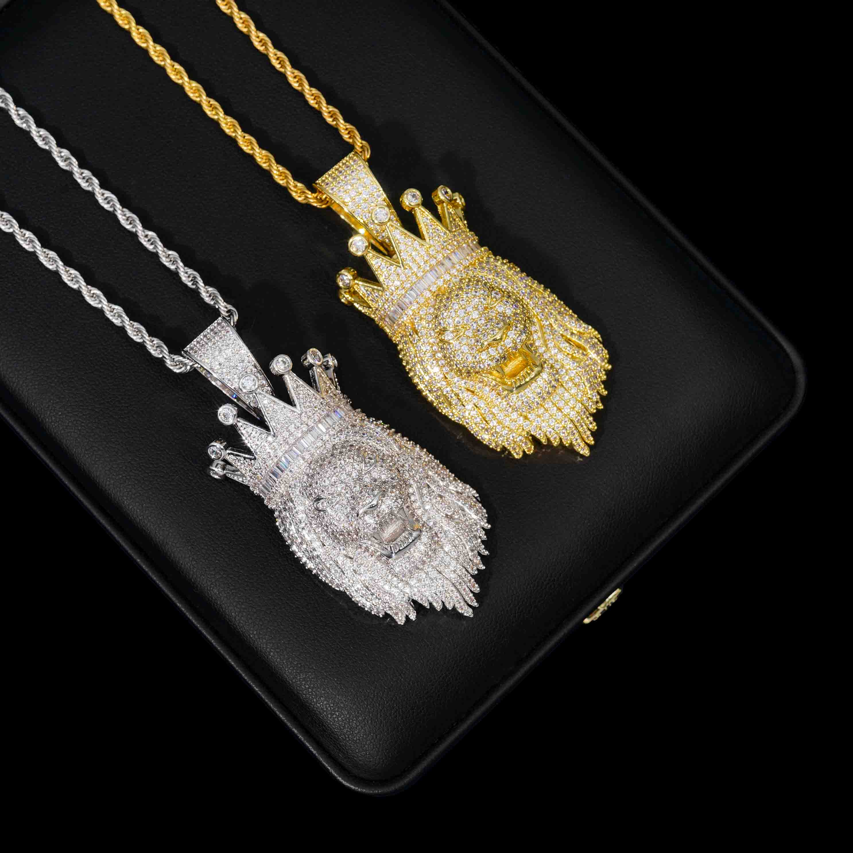 GL Rapper Rock Moissanite Silver custom lion head pendant