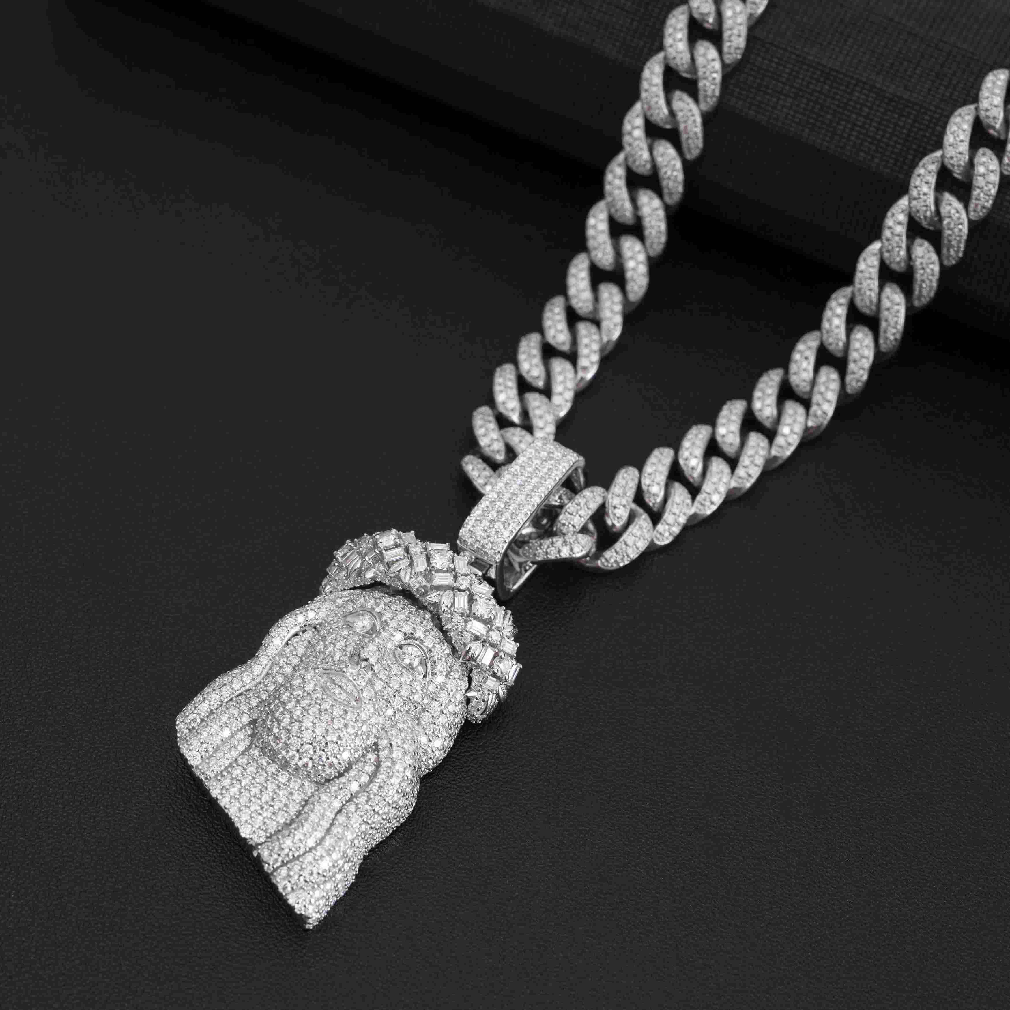 GL Ice Out Silver Full Moissanite Jesus Pendant