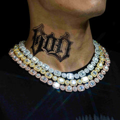 12MM Round&Rmerald Cut VVS Moissanite Luxury Cuban Chain Necklace
