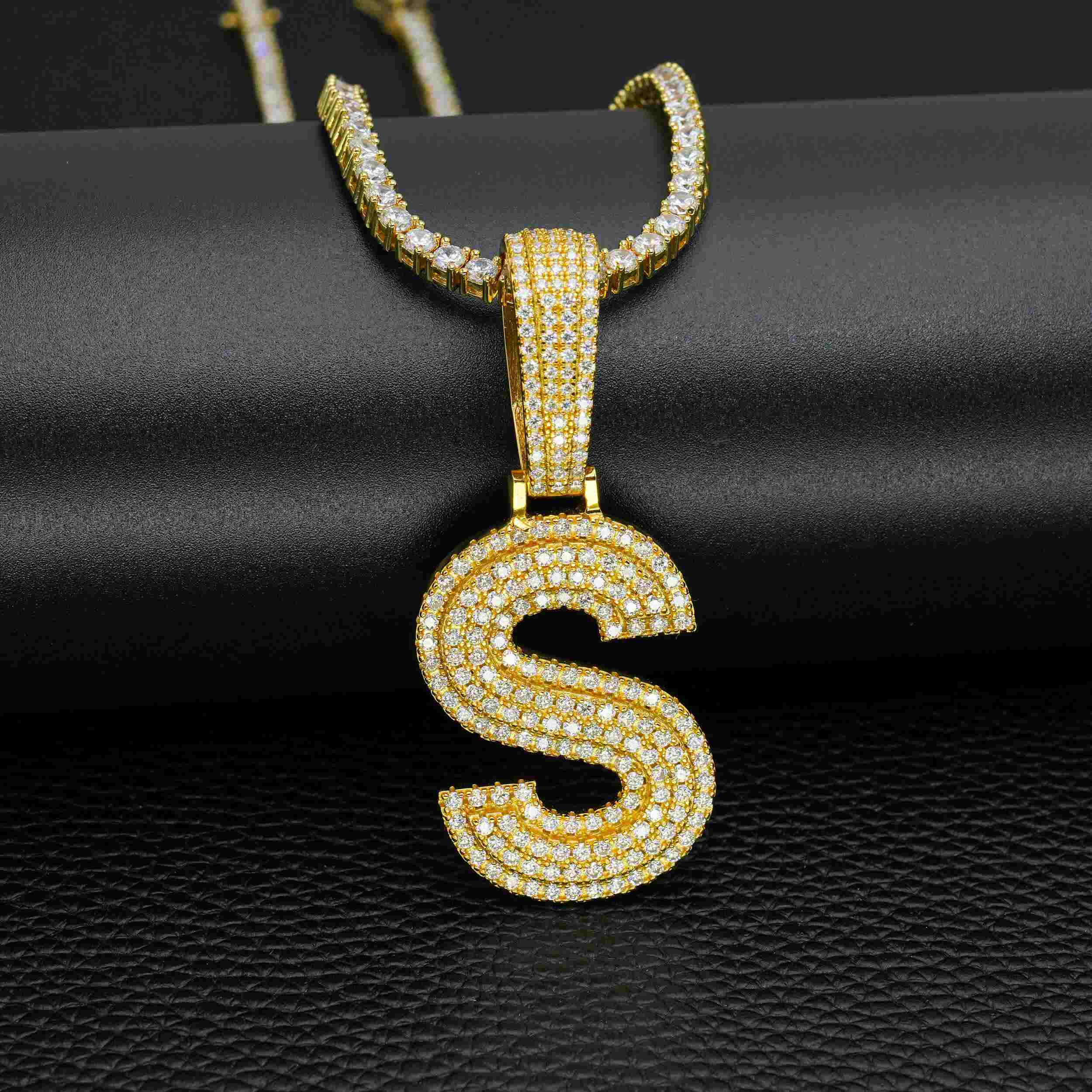 GL Hip Hop jewelry Name Letter Moissanite Diamond Pendant