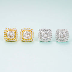 GL Hiphop Jewelry  925 Sterling Silver VVS Round Cut Moissanite Stud Square Shape Earring