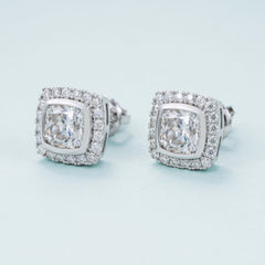 GL Hiphop Jewelry  925 Sterling Silver VVS Round Cut Moissanite Stud Square Shape Earring