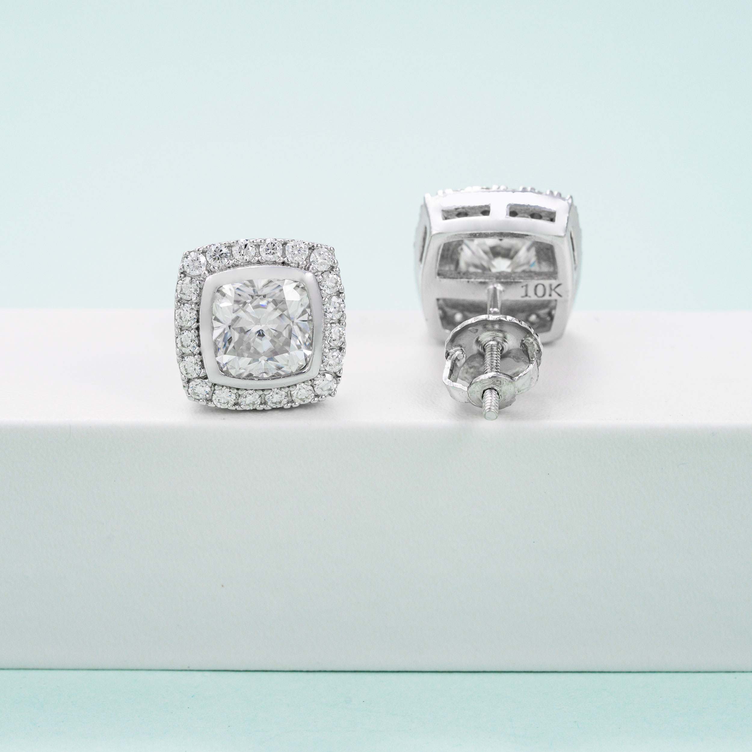 GL Hiphop Jewelry  925 Sterling Silver VVS Round Cut Moissanite Stud Square Shape Earring