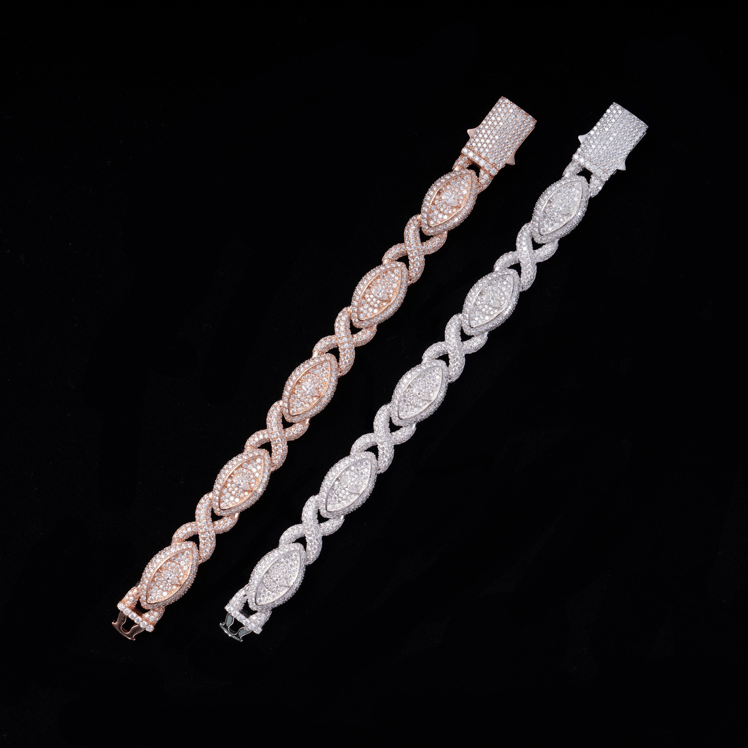 13MM Evil Eye Infinity VVS Moissanite Cuban Link Chain
