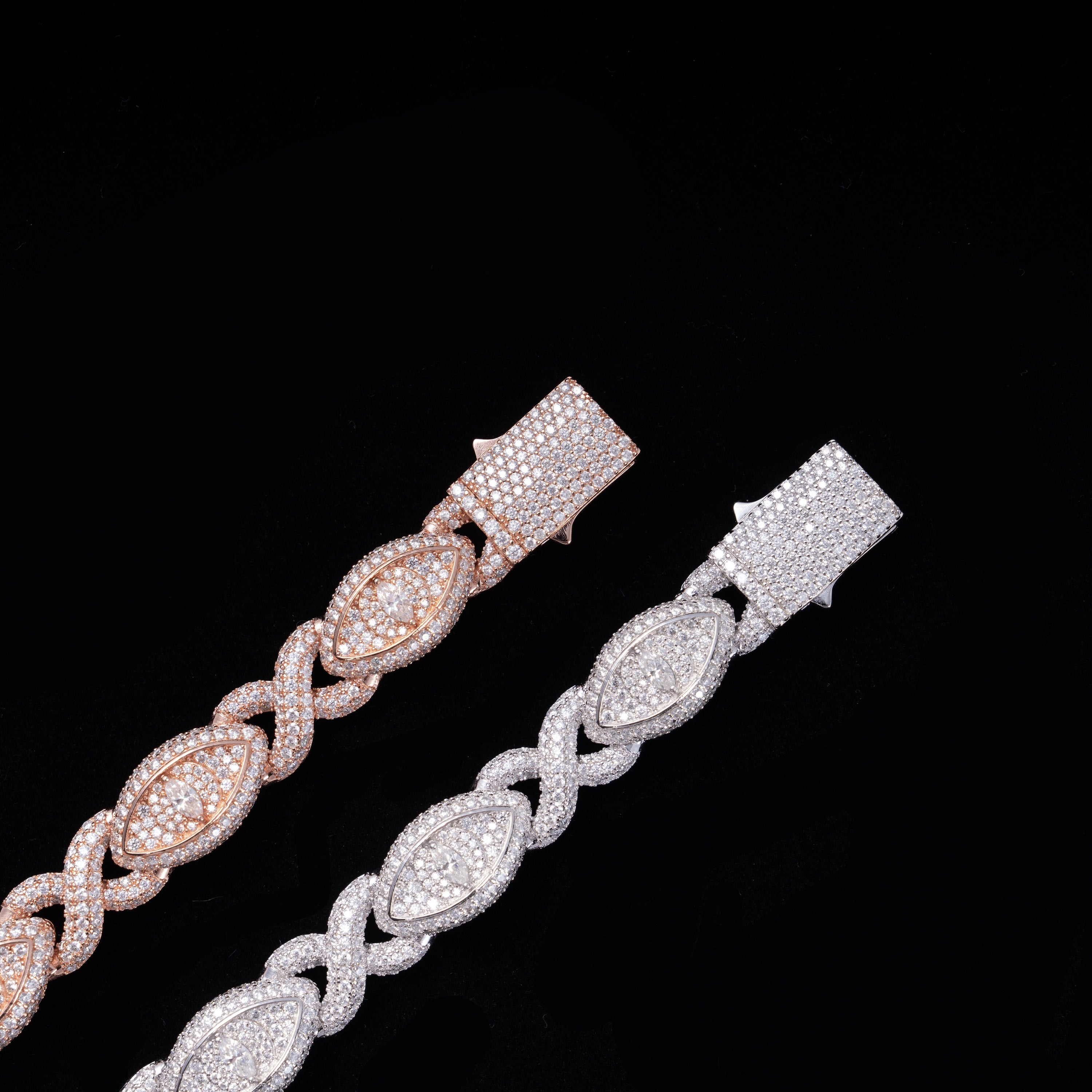 13MM Evil Eye Infinity VVS Moissanite Cuban Link Chain