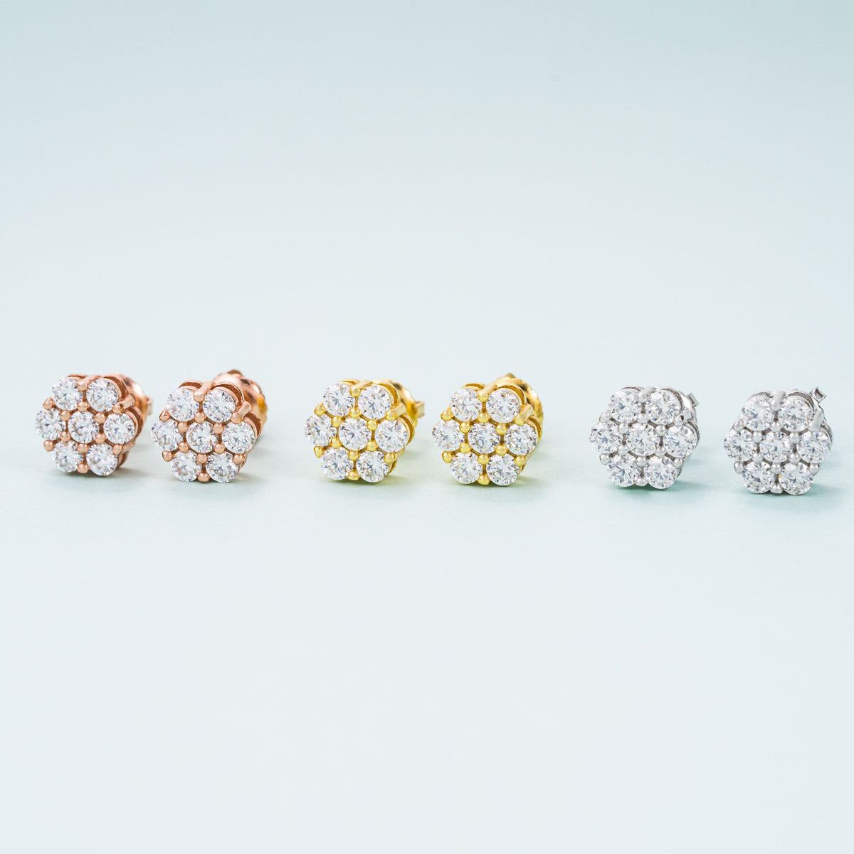 【US 3 Days Delivery】GL Hip Hop Earrings 925 Sterling Silver Moissanite Stud Earrings