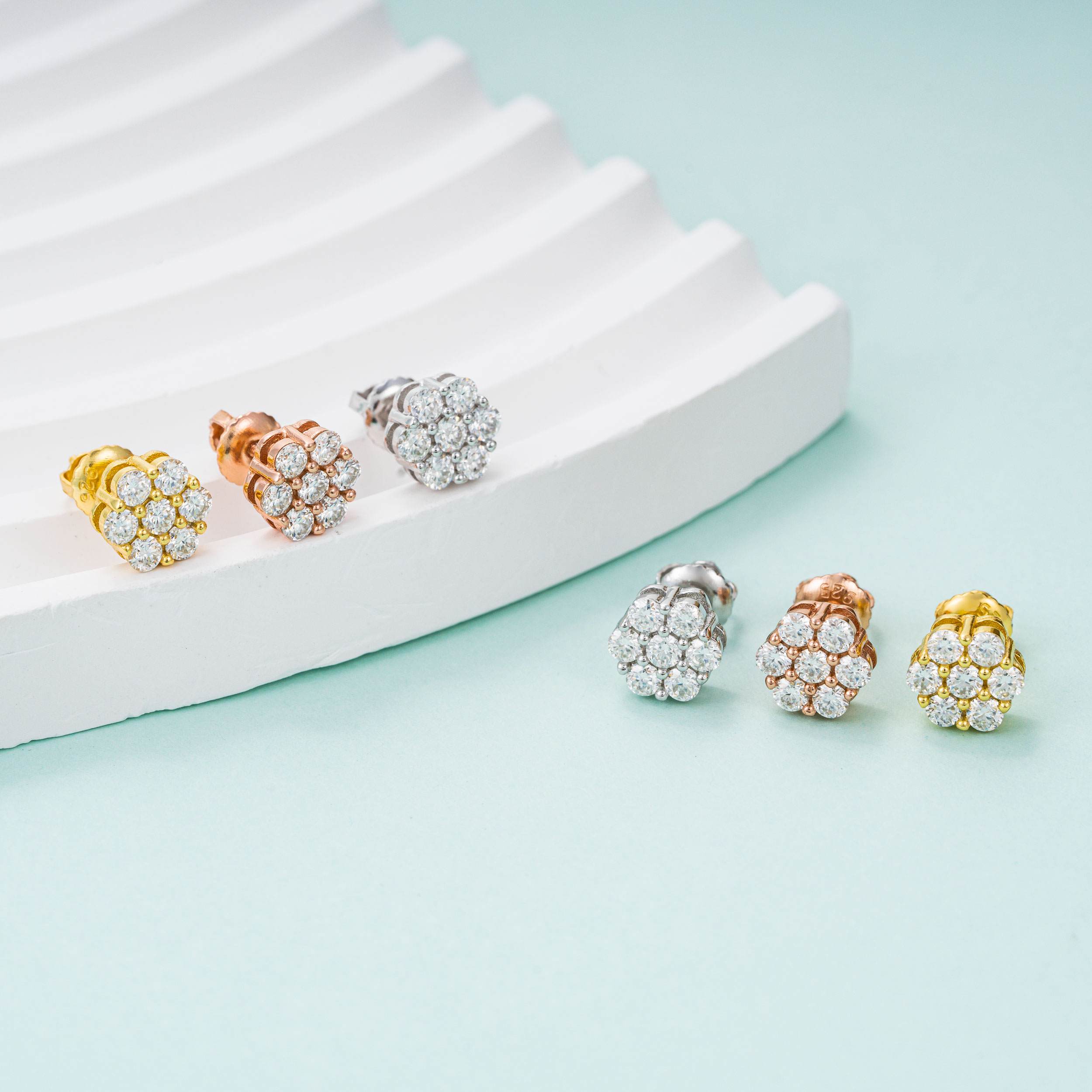 【US 3 Days Delivery】GL Hip Hop Earrings 925 Sterling Silver Moissanite Stud Earrings
