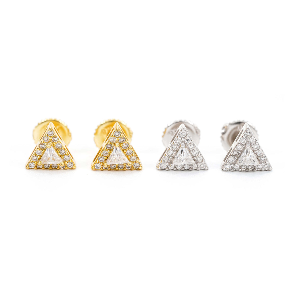 GL Sterling Silver Triangle Shaped Moissanite Stud Earrings