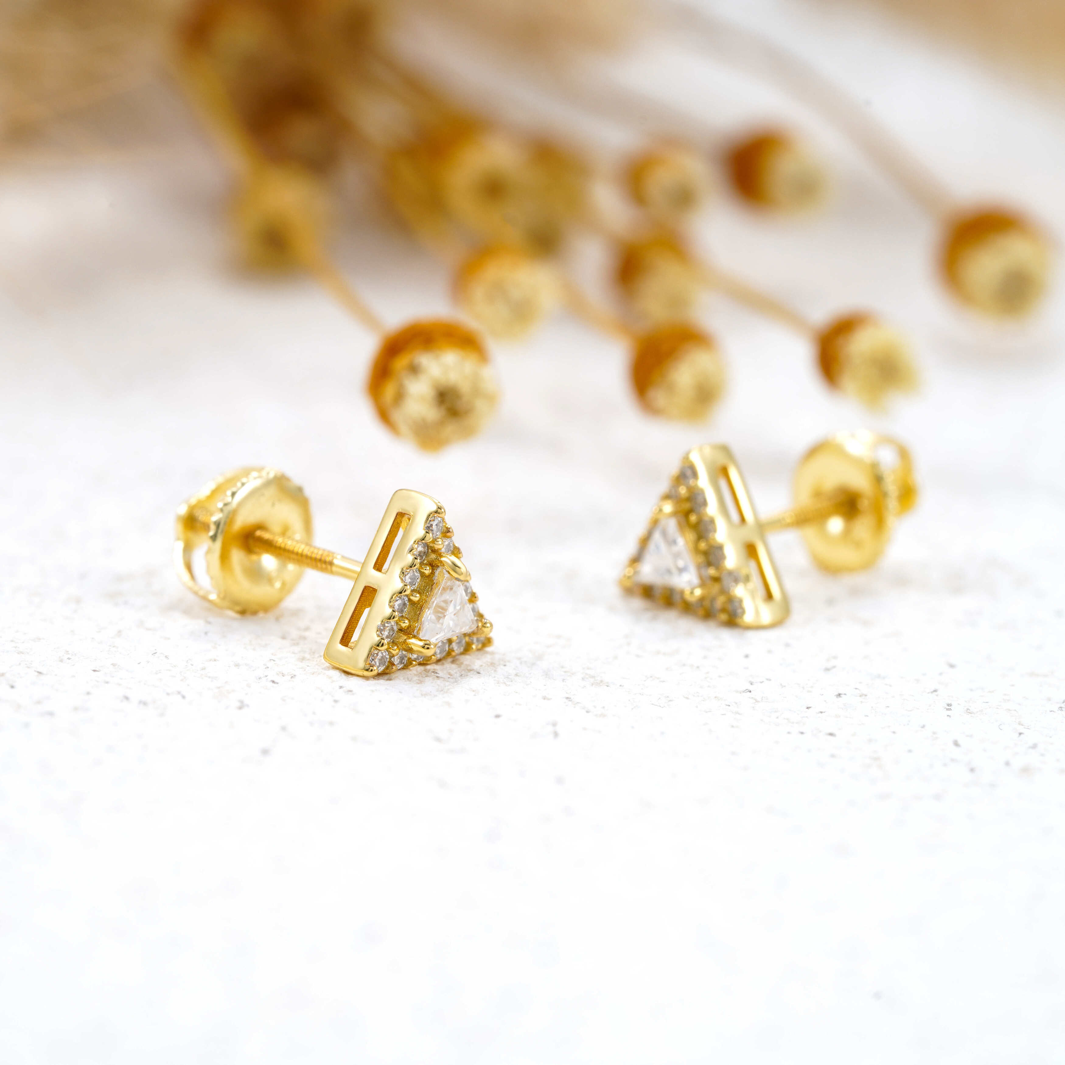 GL Sterling Silver Triangle Shaped Moissanite Stud Earrings