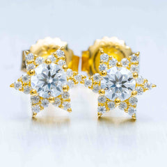 GL Hiphop Jewelry  925 Sterling Silver VVS Round Cut Moissanite Stud Star Shape Earring