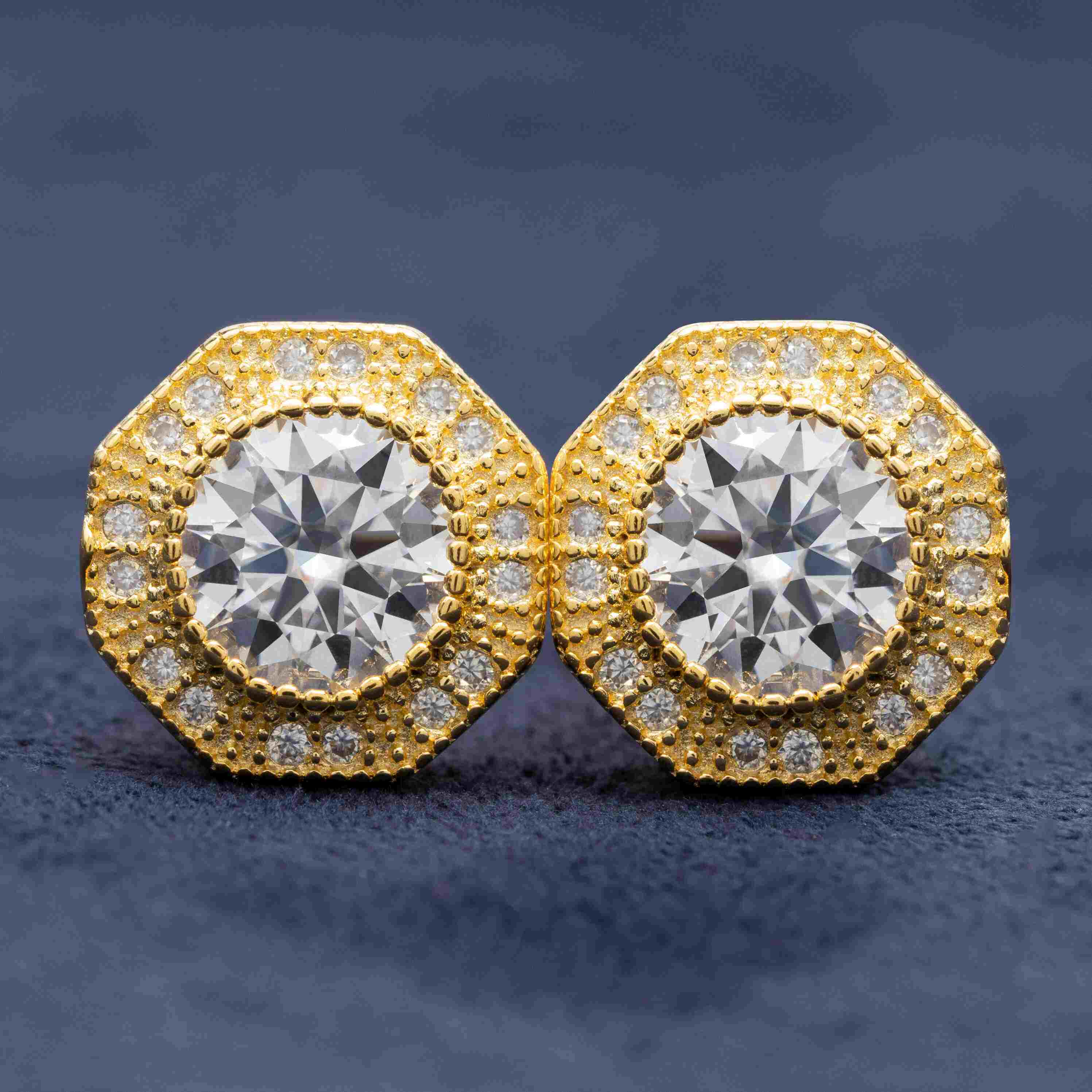 Hiphop Jewelry  925 Sterling Silver VVS Round Cut Emerald Cut Moissanite Stud pentagon Earring