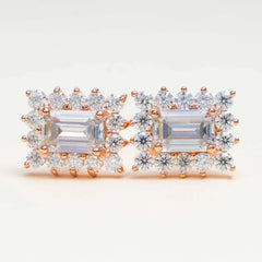 GL Hiphop Jewelry  925 Sterling Silver VVS Round Cut Emerald Cut Moissanite Stud Earring