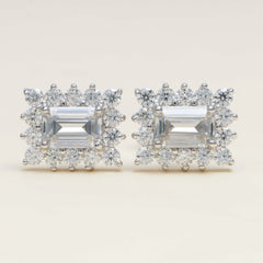 GL Hiphop Jewelry  925 Sterling Silver VVS Round Cut Emerald Cut Moissanite Stud Earring