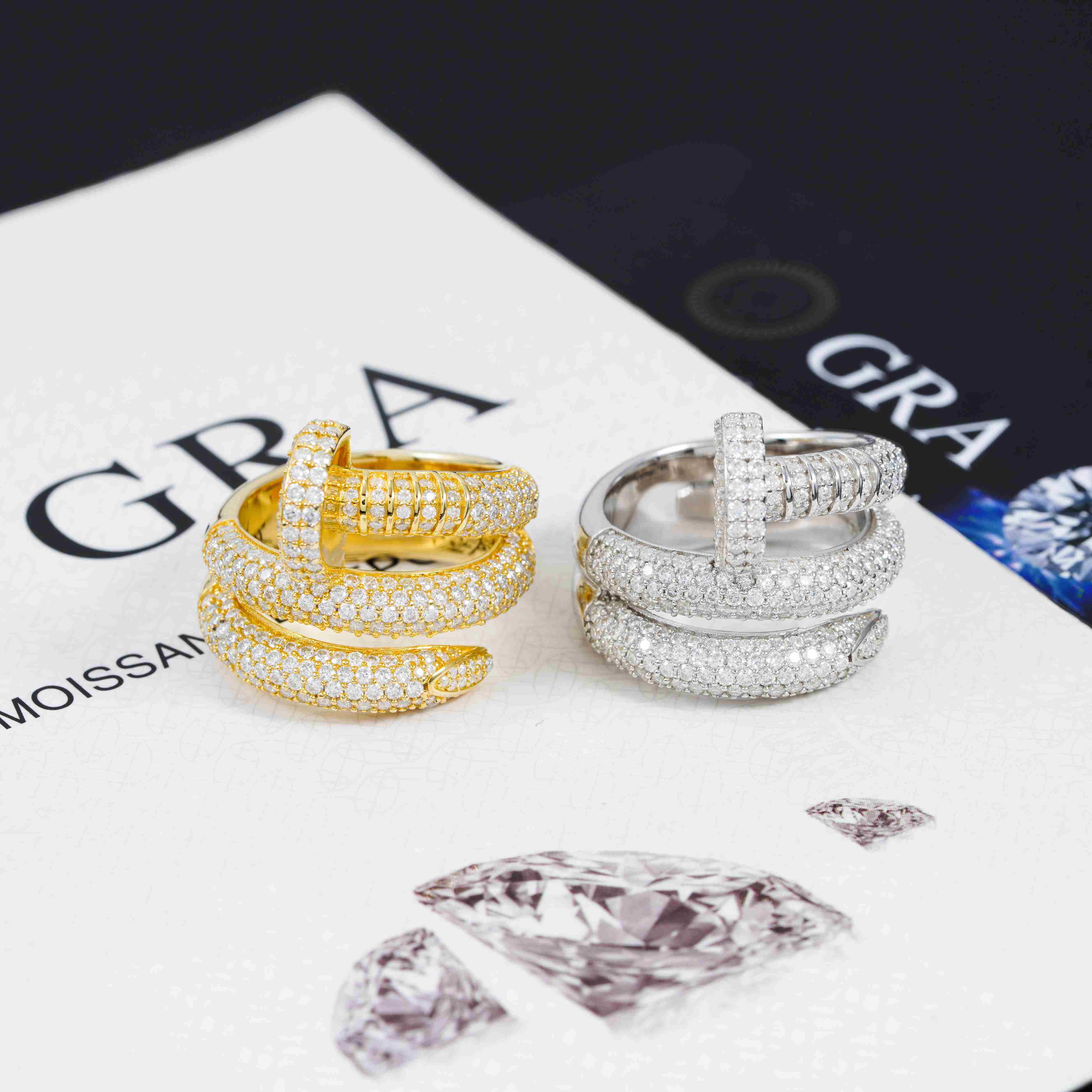 GL 925 Sterling Silver Moissanite Nail Ring
