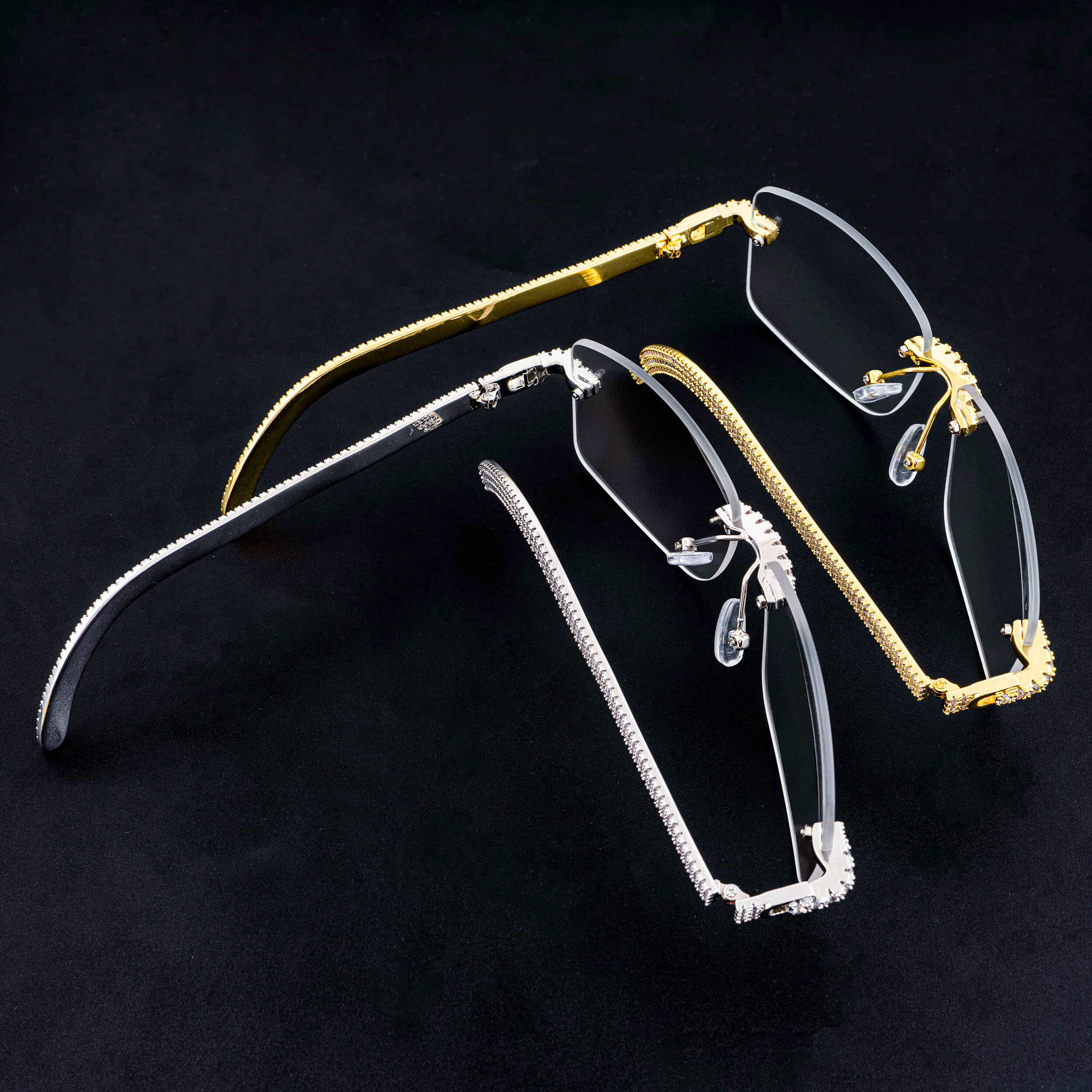 GL Hip Hop Iced out 5A+ Diamond Mens Frameless Sunglasses Jewelry Glasses