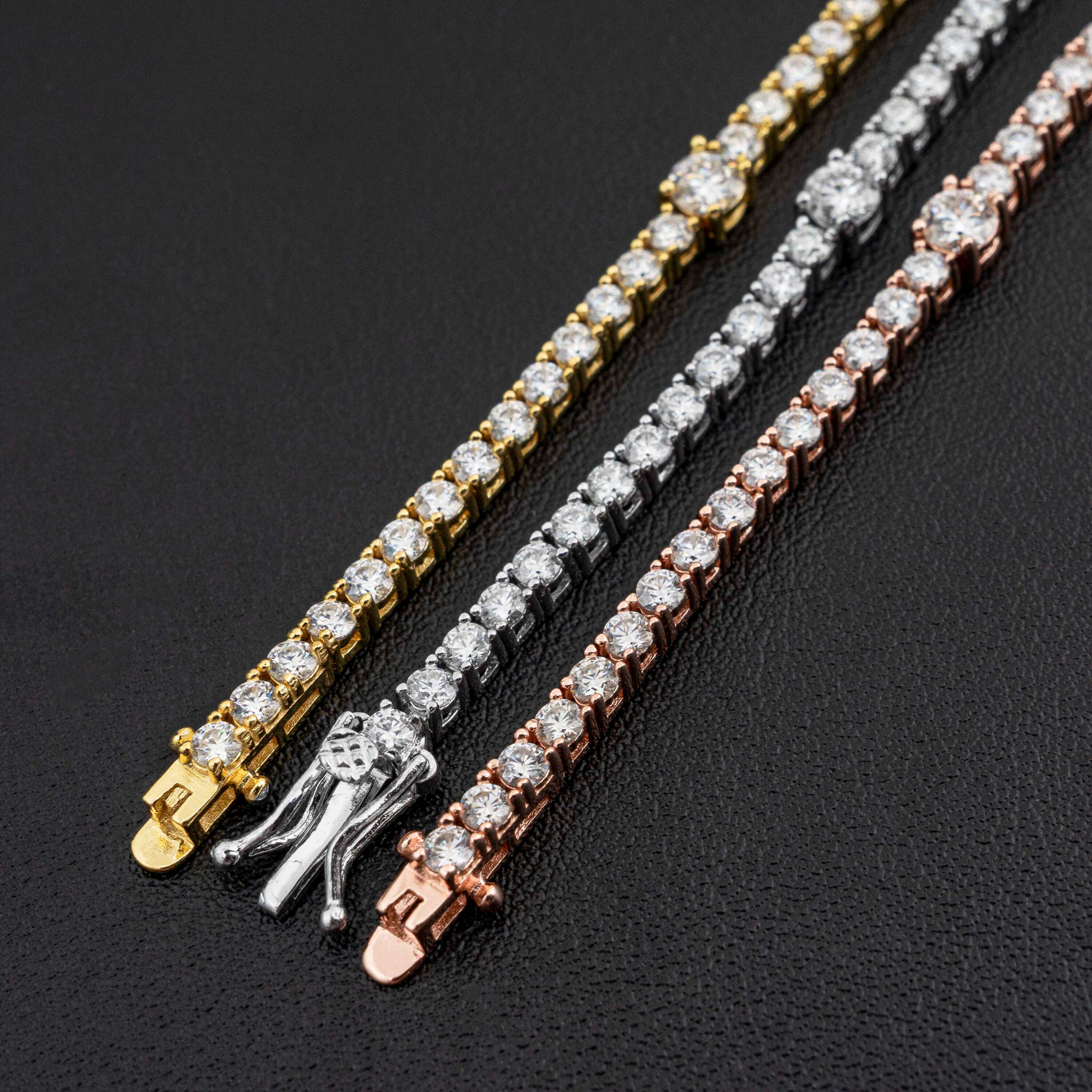 GL Hip Hop VVS Moissanite S925 Silver Tennis Chain Bracelet