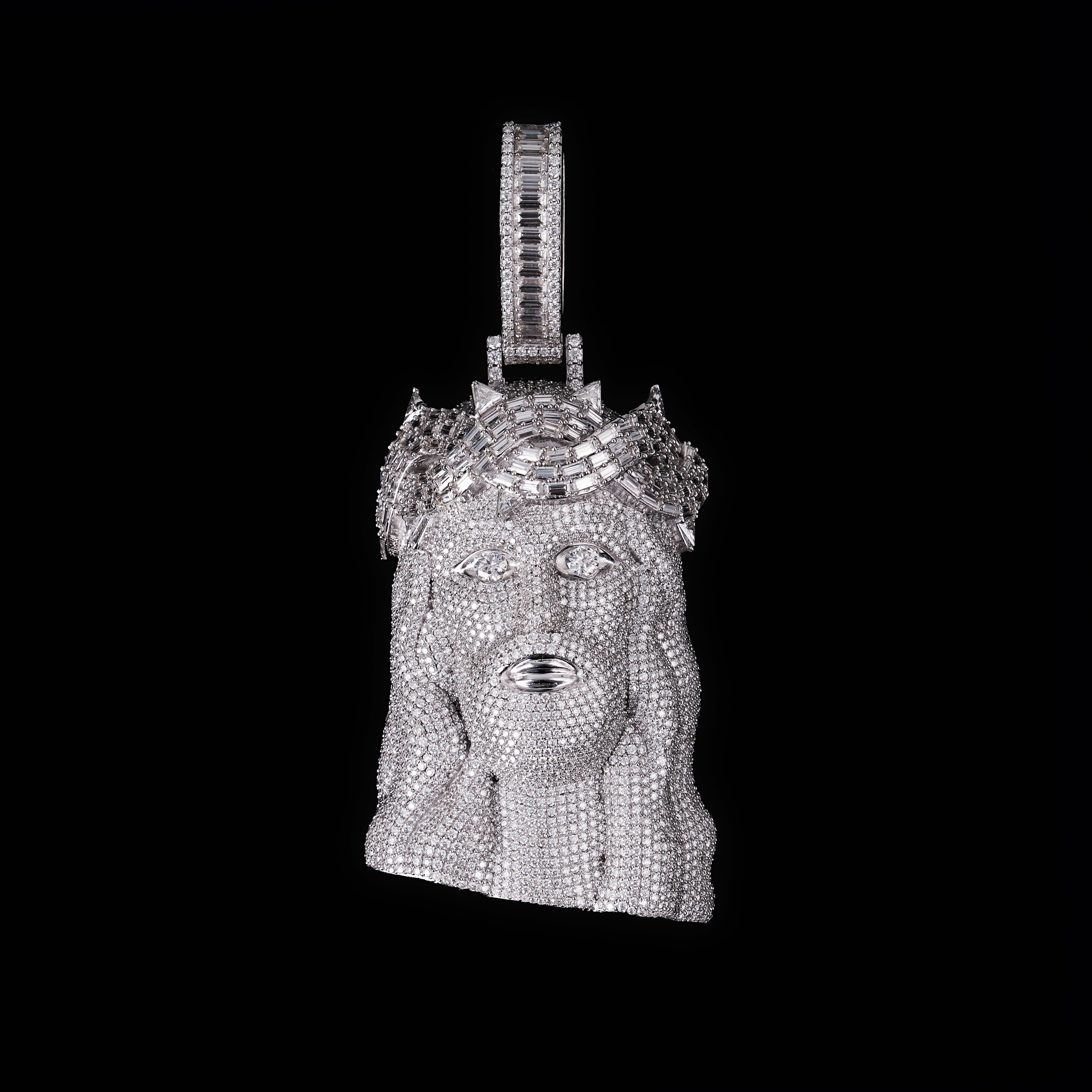 GL Halo Jesus Crown of Thorns Rectangular Moissanite Pendant