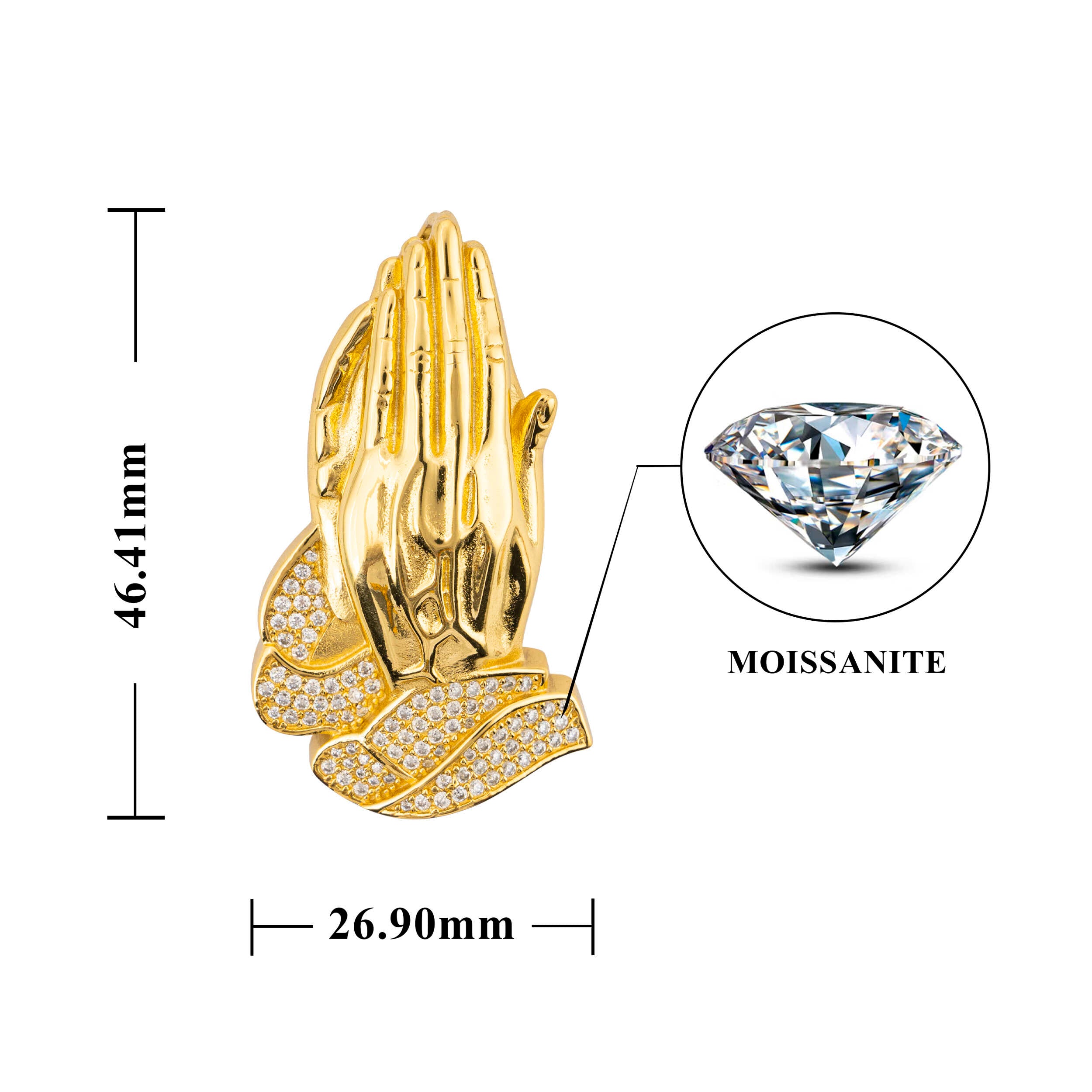 GL Praying Hands Moissanite Hip Hop Pendant
