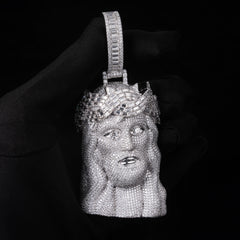 GL Halo Jesus Crown of Thorns Rectangular Moissanite Pendant