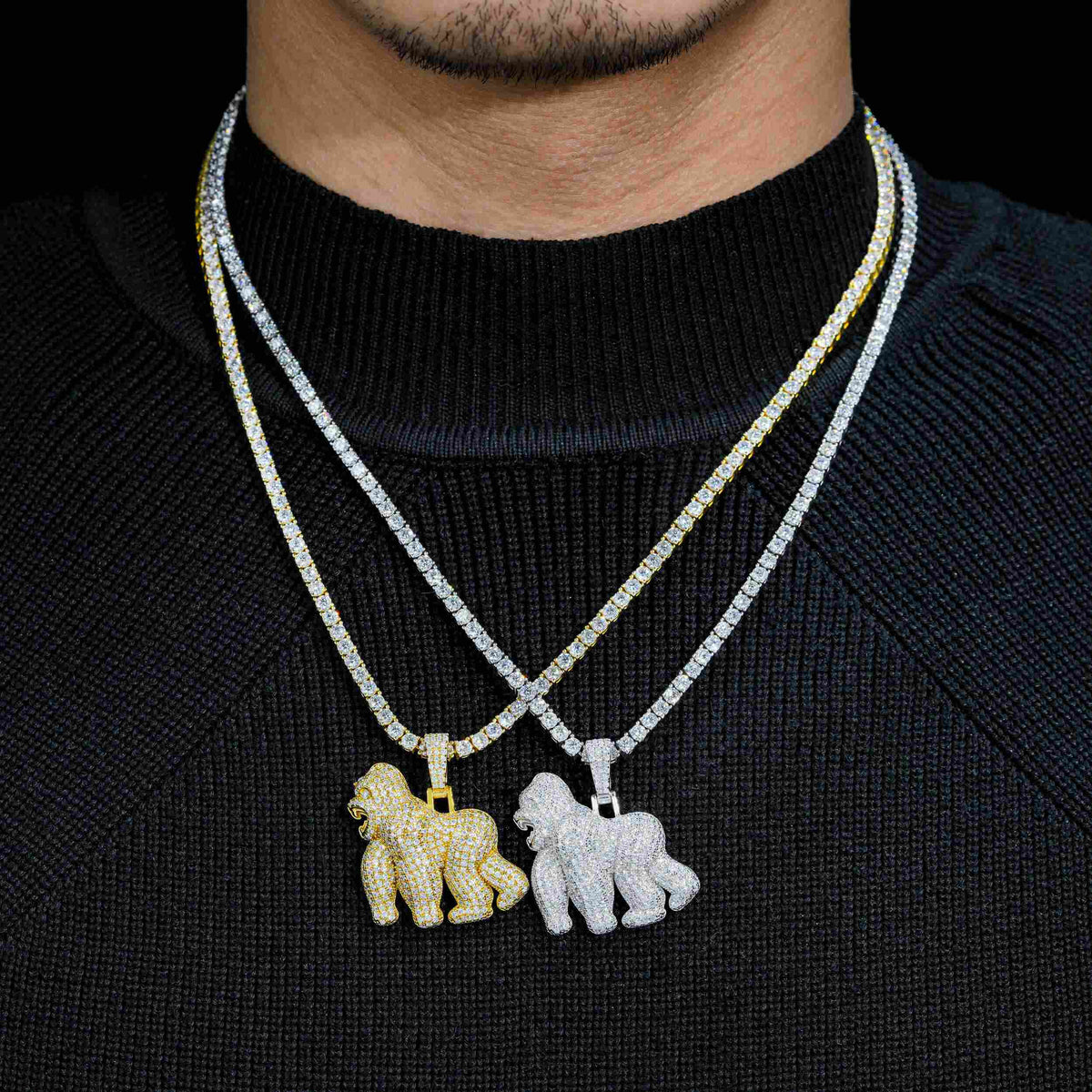 【US 3 Days Delivery】GL Gorilla 925 Sterling Silver Moissanite Pendant