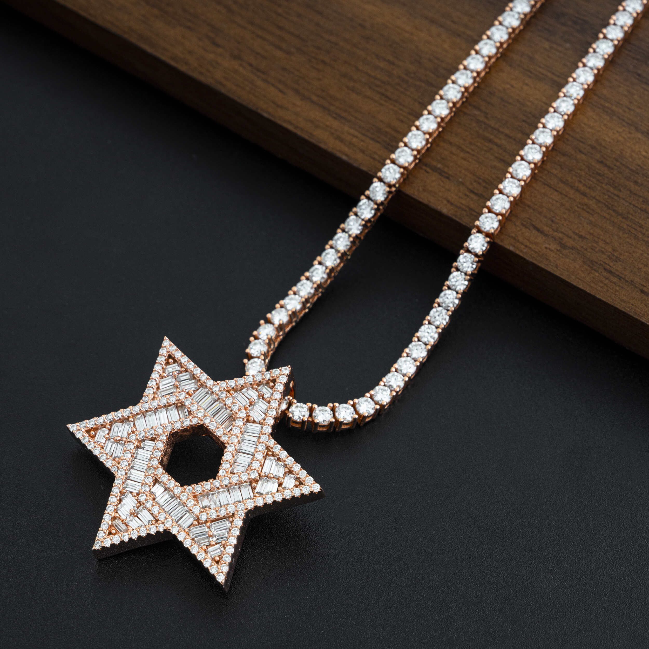 GL Iced Out Hip Hop Brass Zircon Hexagram Pendant