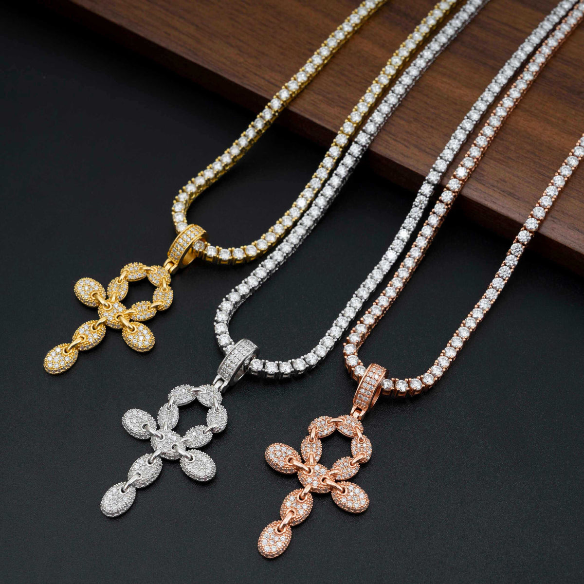 GL lced Out VVS Moissanite Diamond Ankh Cross Pendant