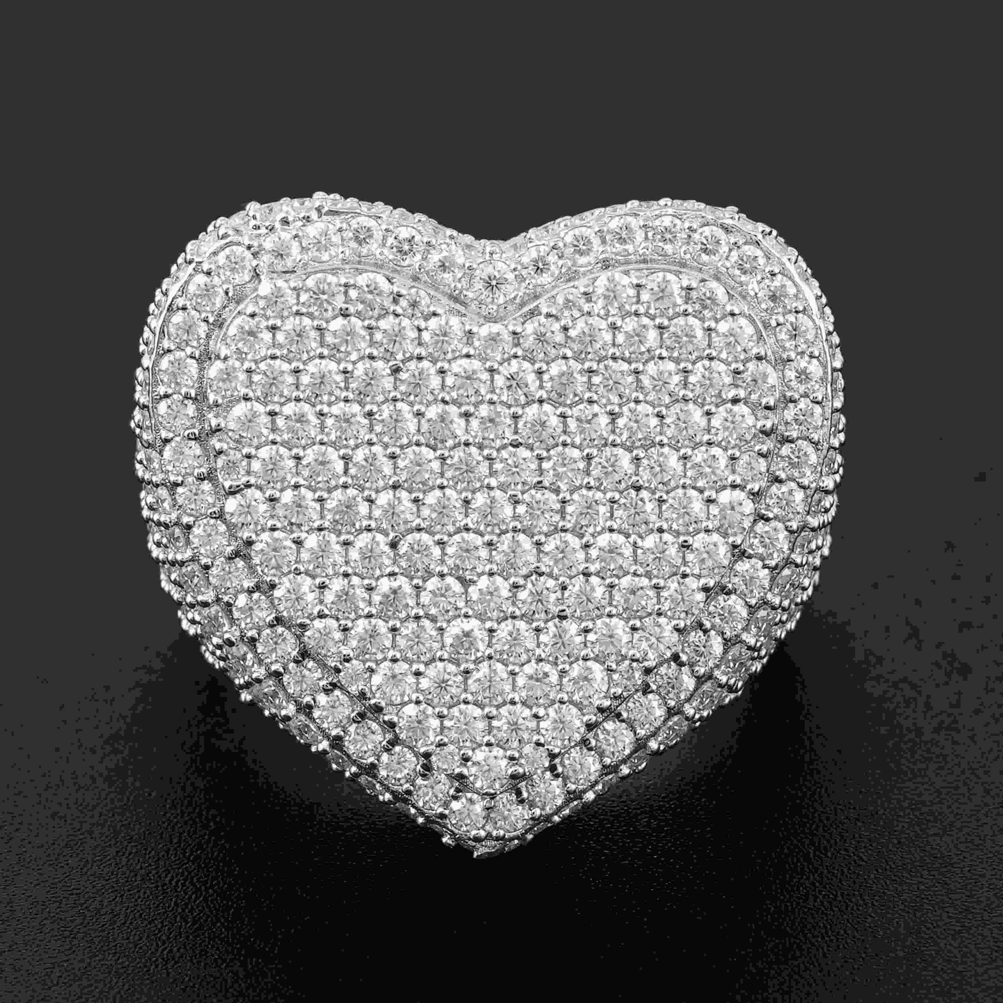 GL Custom Jewelry 925 Sterling Silver moissanite Ring VVS diamond Hip Hop  Heart Ring