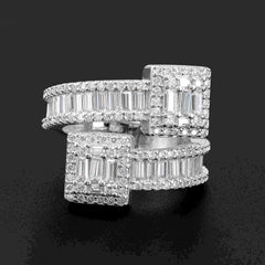GL Luxury Hip Hop Ring Baguette Moissanite Diamond Ring