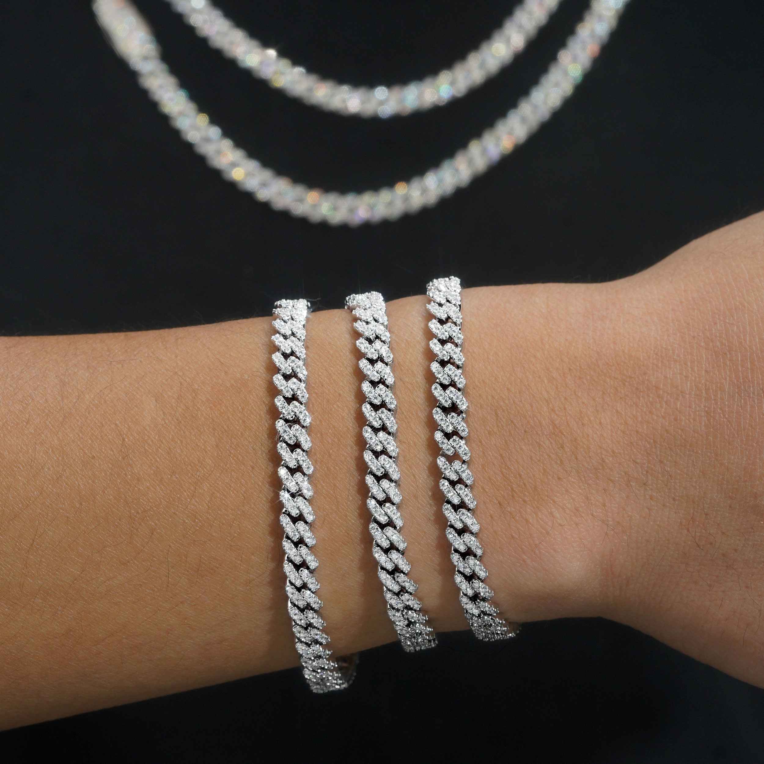 【US 3 Days Delivery】6.5MM Single Row VVS Moissanite Miami Cuban Chain 16K Gold