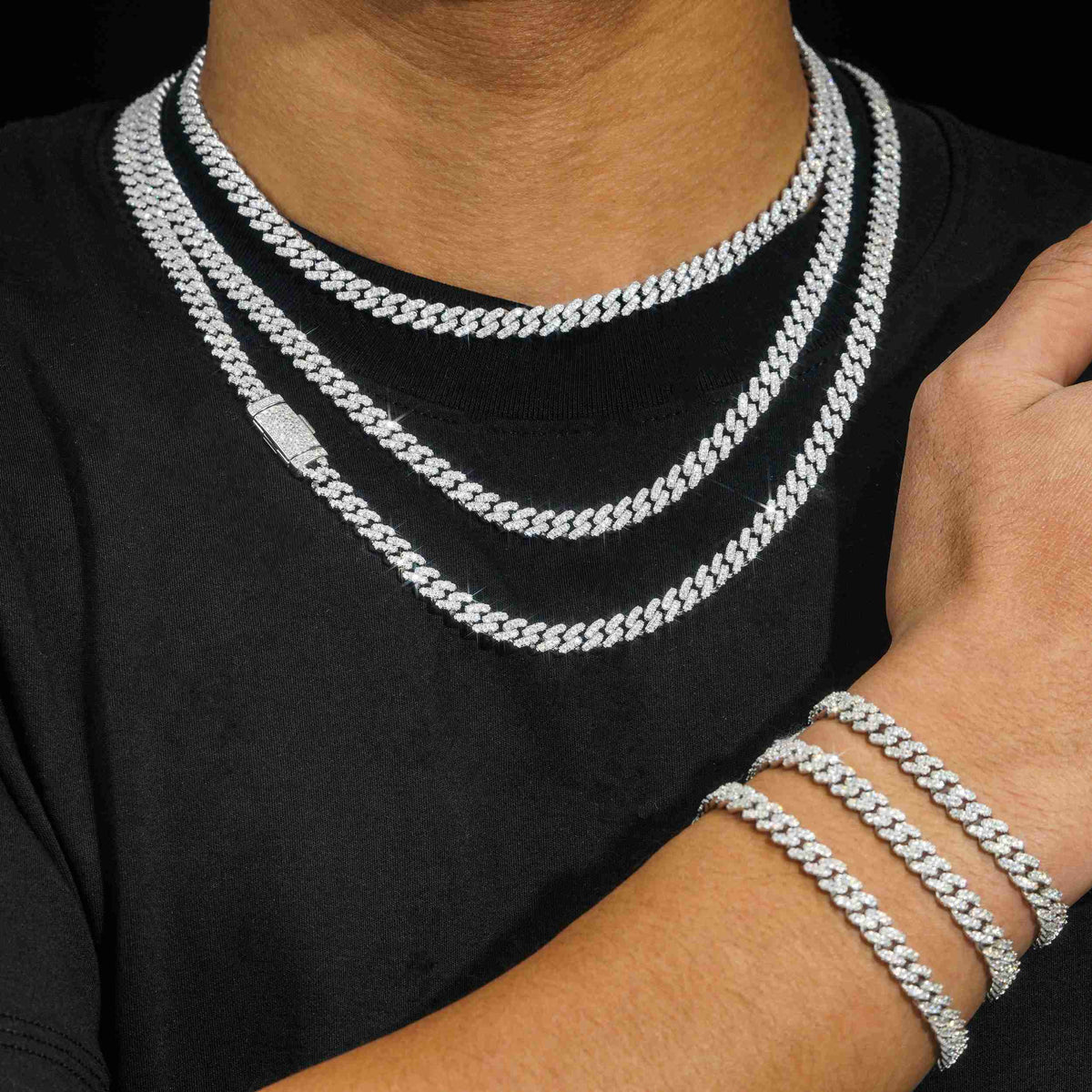 【US 3 Days Delivery】6.5MM Single Row VVS Moissanite Miami Cuban Chain 16K Gold