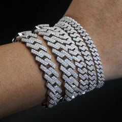 Hip Hop Iced Out Jewelry 925 Sterling Silver D-Vvs1 Diamond Moissanite Cuban Link Bracele Necklace
