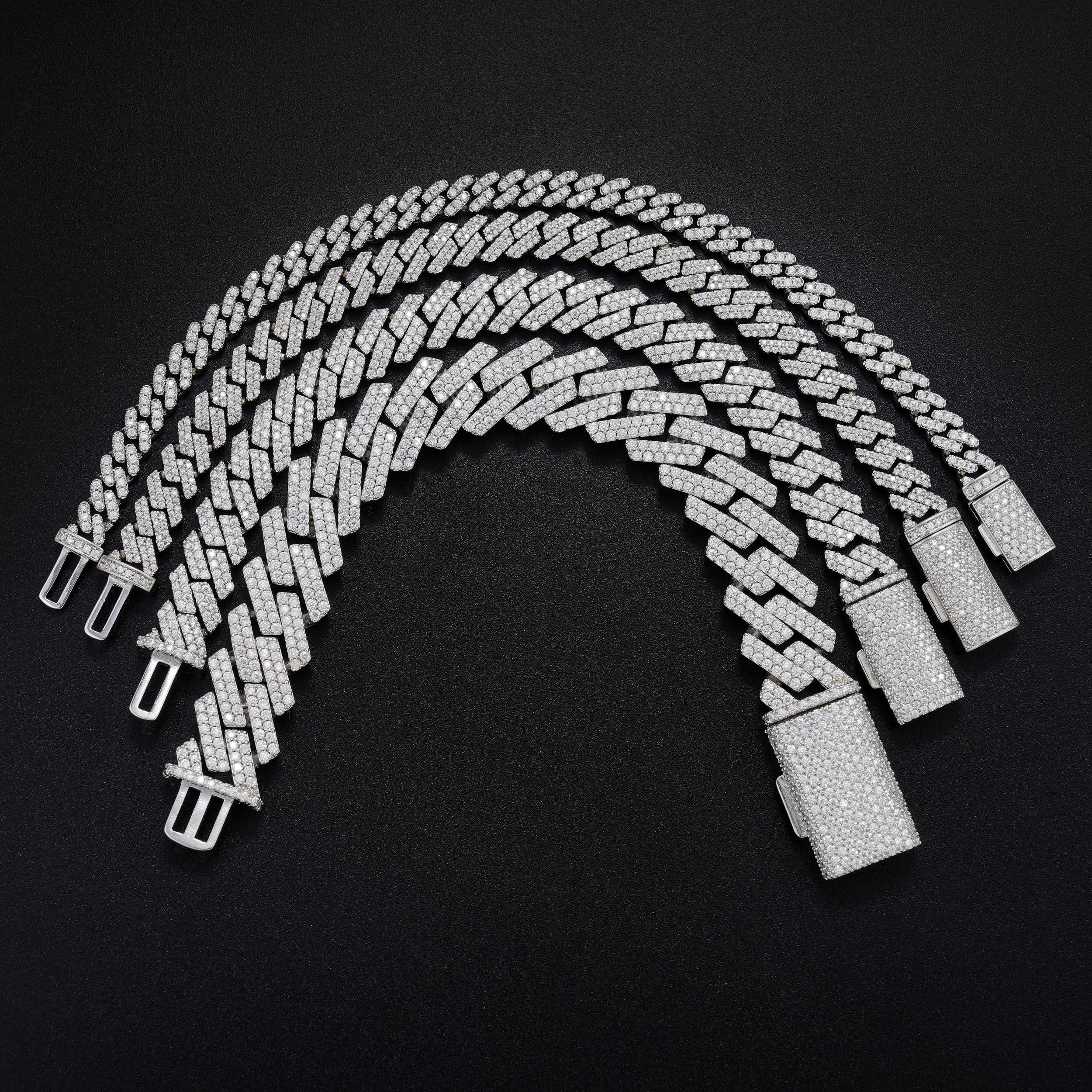 10MM 2 Rows VVS Moissanite Straight Edge Cuban Link Chain