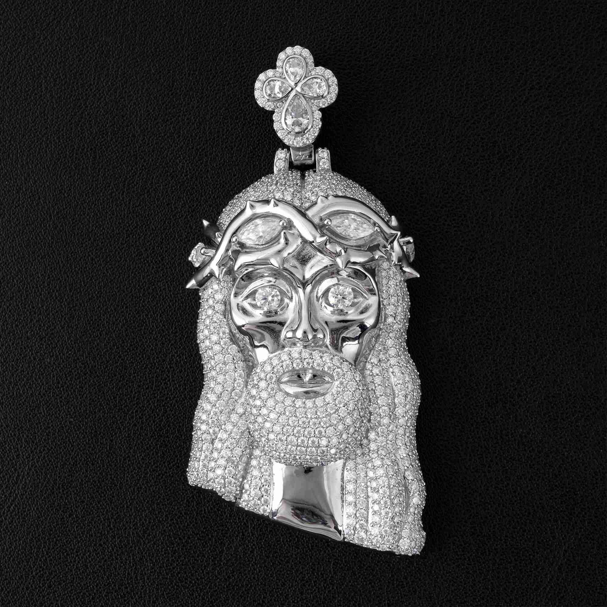 GL Silver Full Moissanite Metal Corolla Jesus Pendant