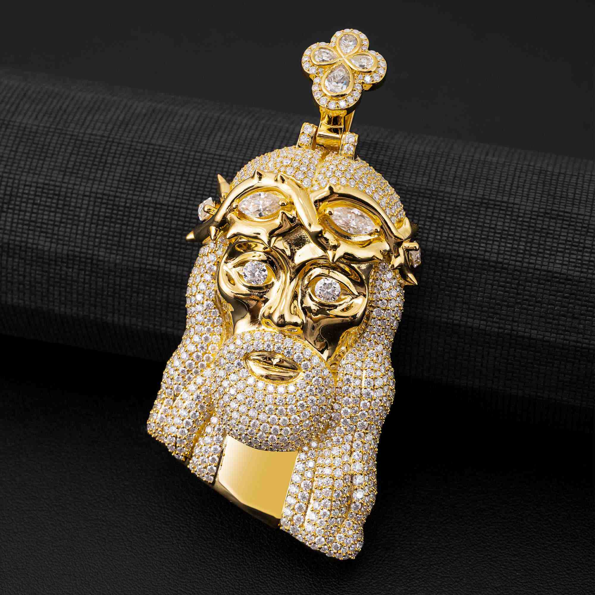 GL Silver Full Moissanite Metal Corolla Jesus Pendant
