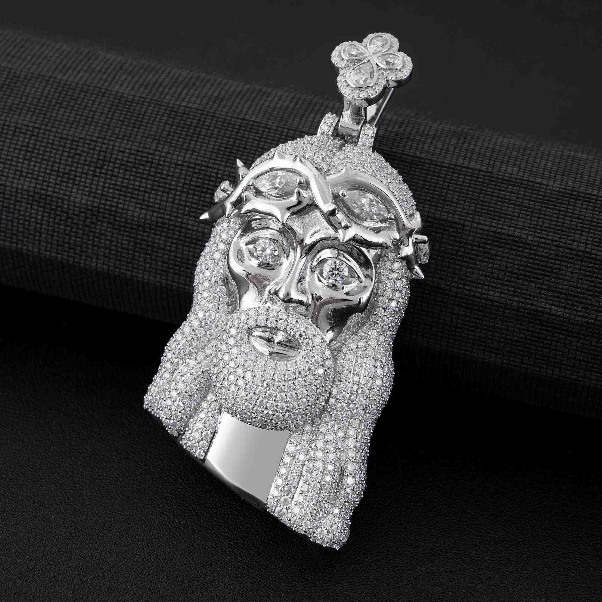GL Silver Full Moissanite Metal Corolla Jesus Pendant