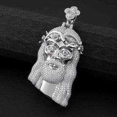 GL Silver Full Moissanite Metal Corolla Jesus Pendant