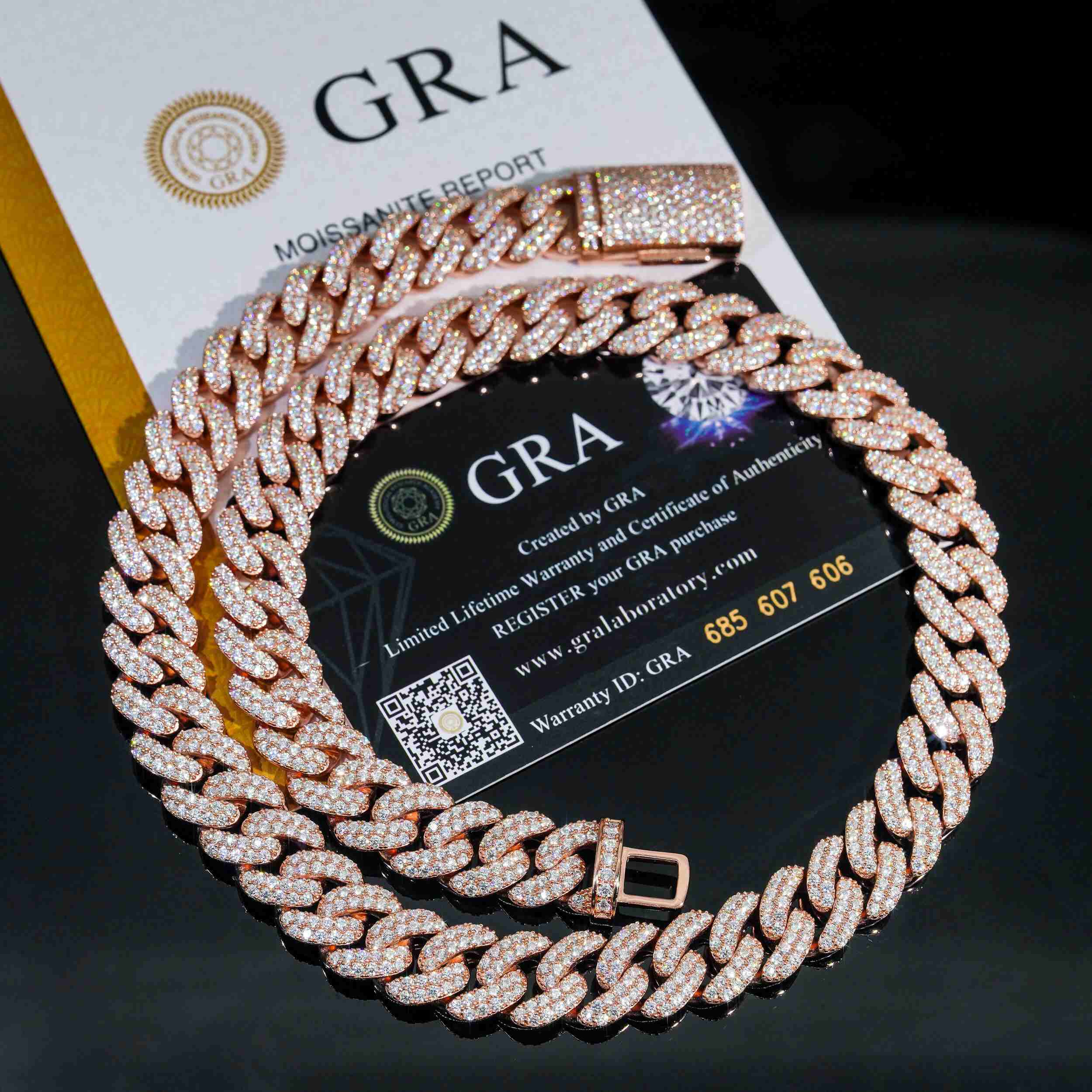 13MM 2 Rows HipHop Jewelry VVS Moissanite Miami Cuban Link Chain