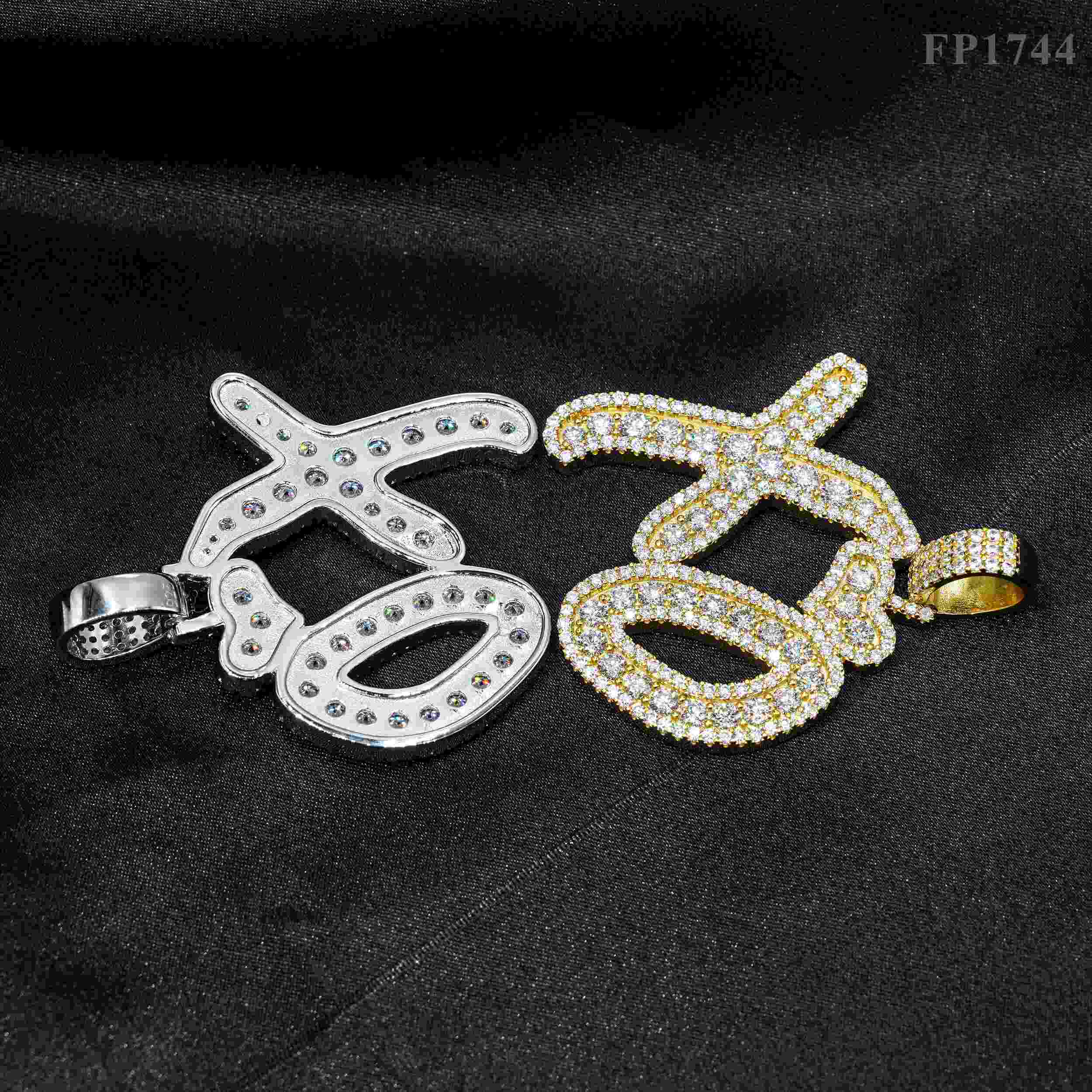 GL Hip Hop jewelry Letter "XO"moissanite Diamond pendant