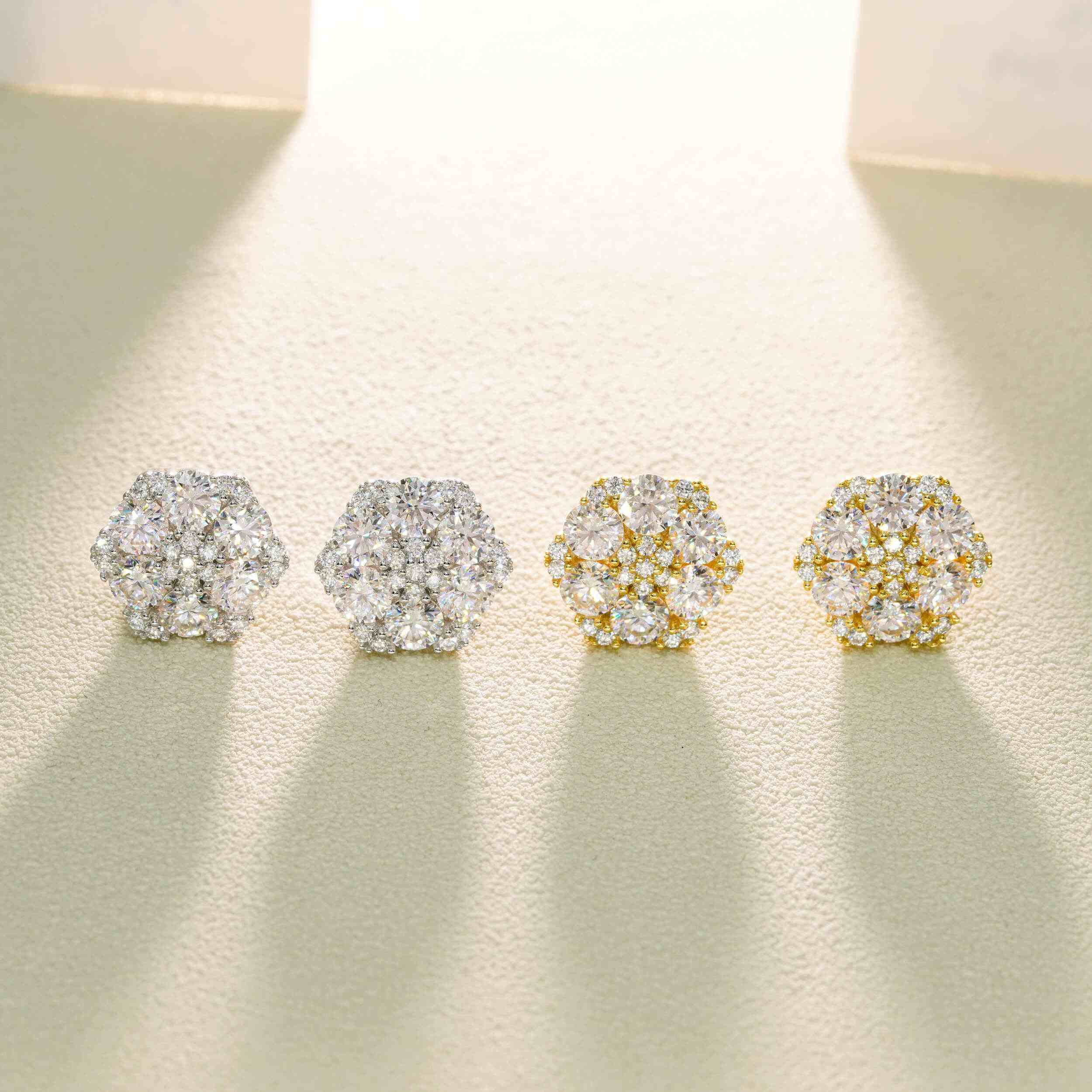 【US 3 Days Delivery】GL Hiphop Jewelry  925 Sterling Silver VVS Round Cut Moissanite Stud Earring