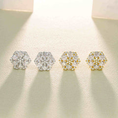 【US 3 Days Delivery】GL Hiphop Jewelry  925 Sterling Silver VVS Round Cut Moissanite Stud Earring