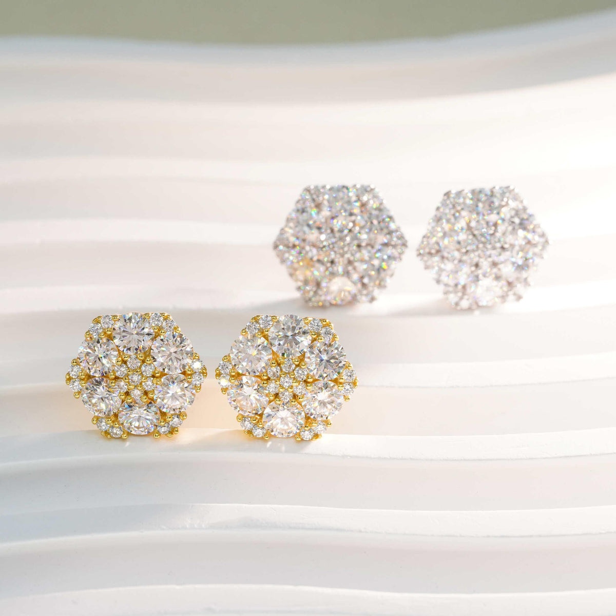 【US 3 Days Delivery】GL Hiphop Jewelry  925 Sterling Silver VVS Round Cut Moissanite Stud Earring