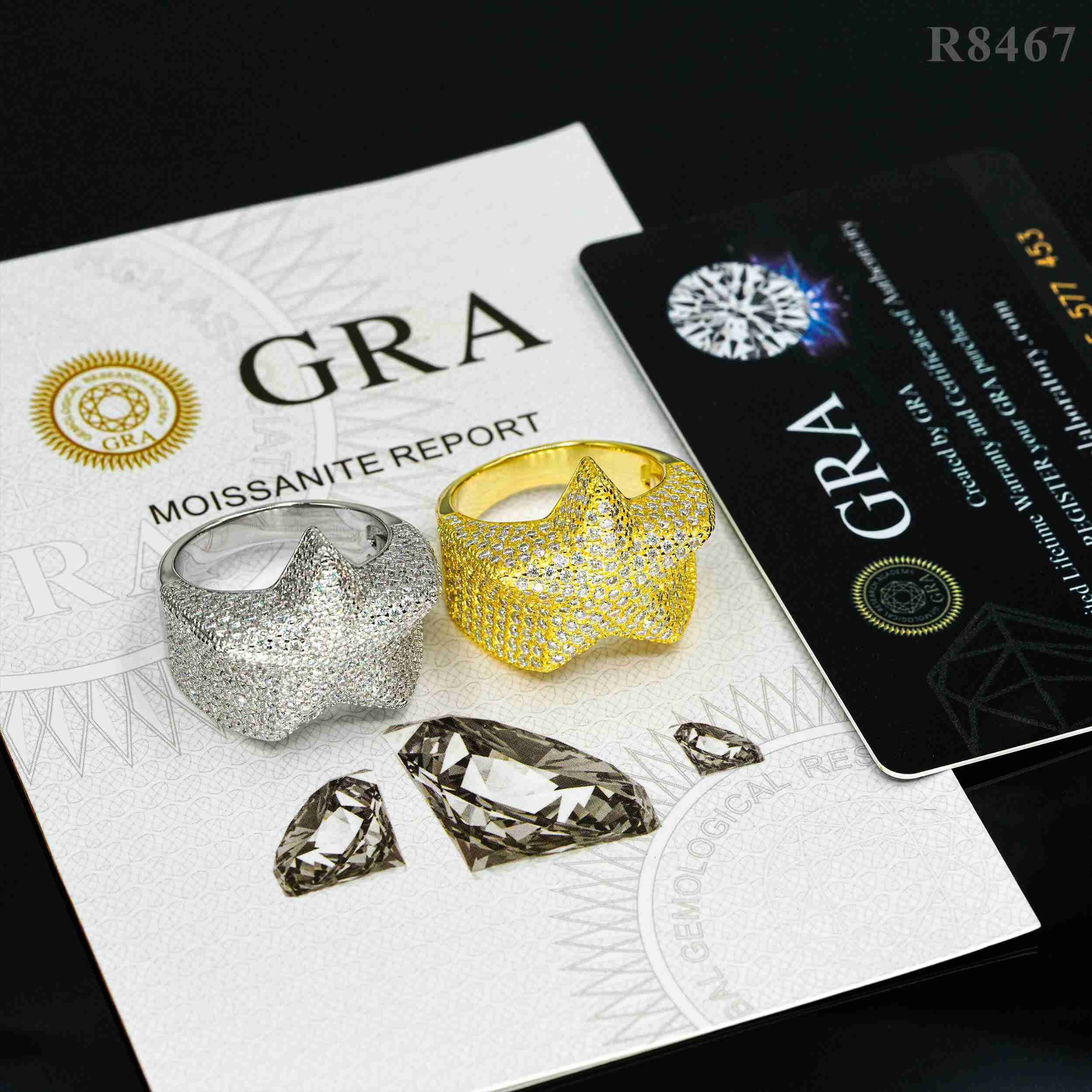 GL Hip Hop Fine Jewelry Rings VVS Moissanite Diamond Star Ring