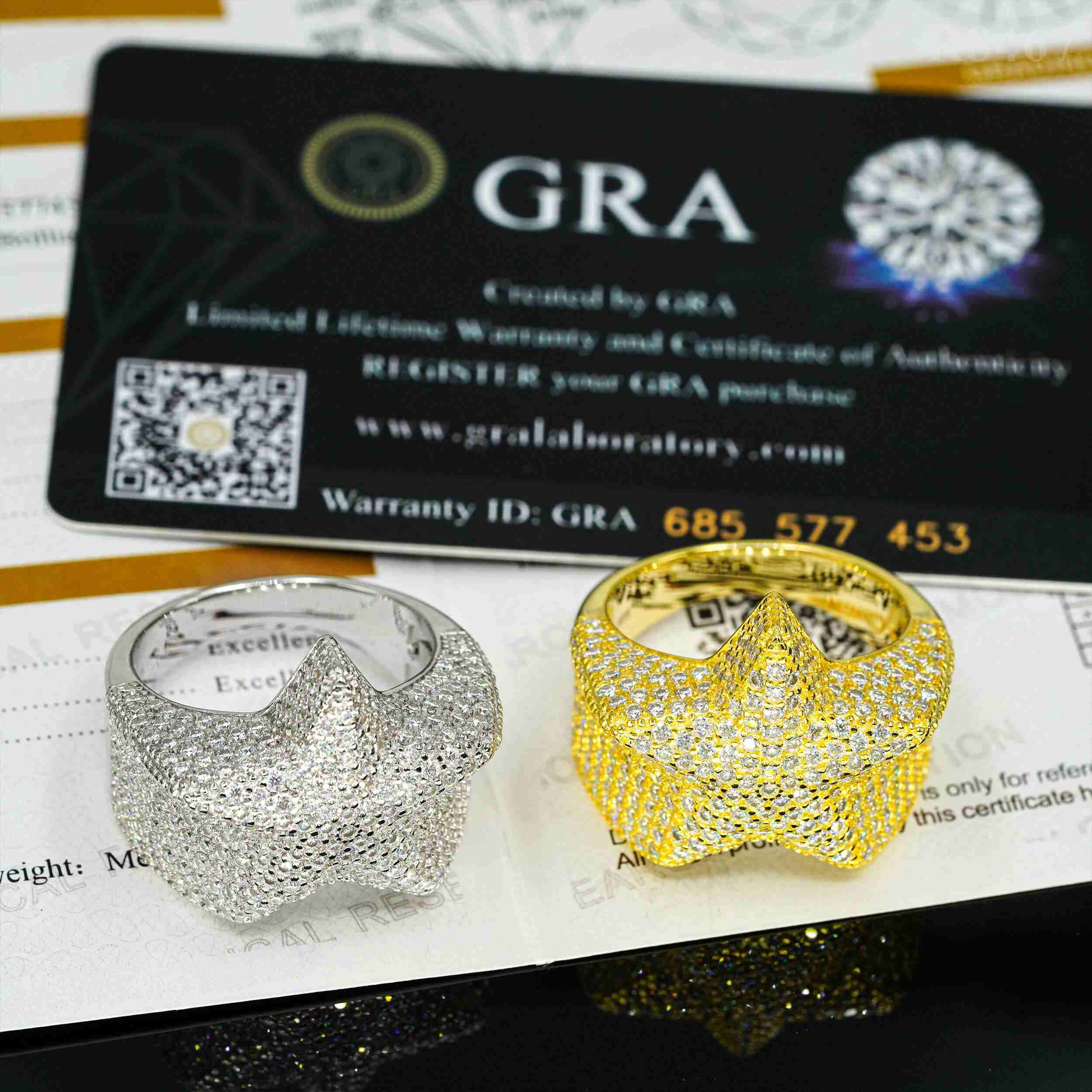 GL Hip Hop Fine Jewelry Rings VVS Moissanite Diamond Star Ring